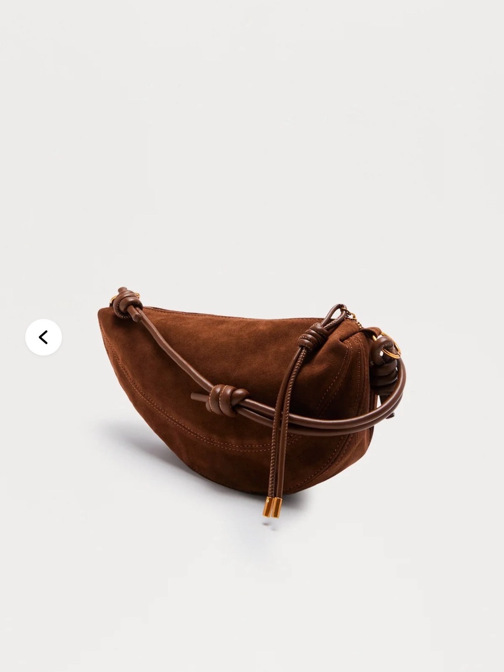 Fashion Nova Brown Suede Crescent Shoulder Bag